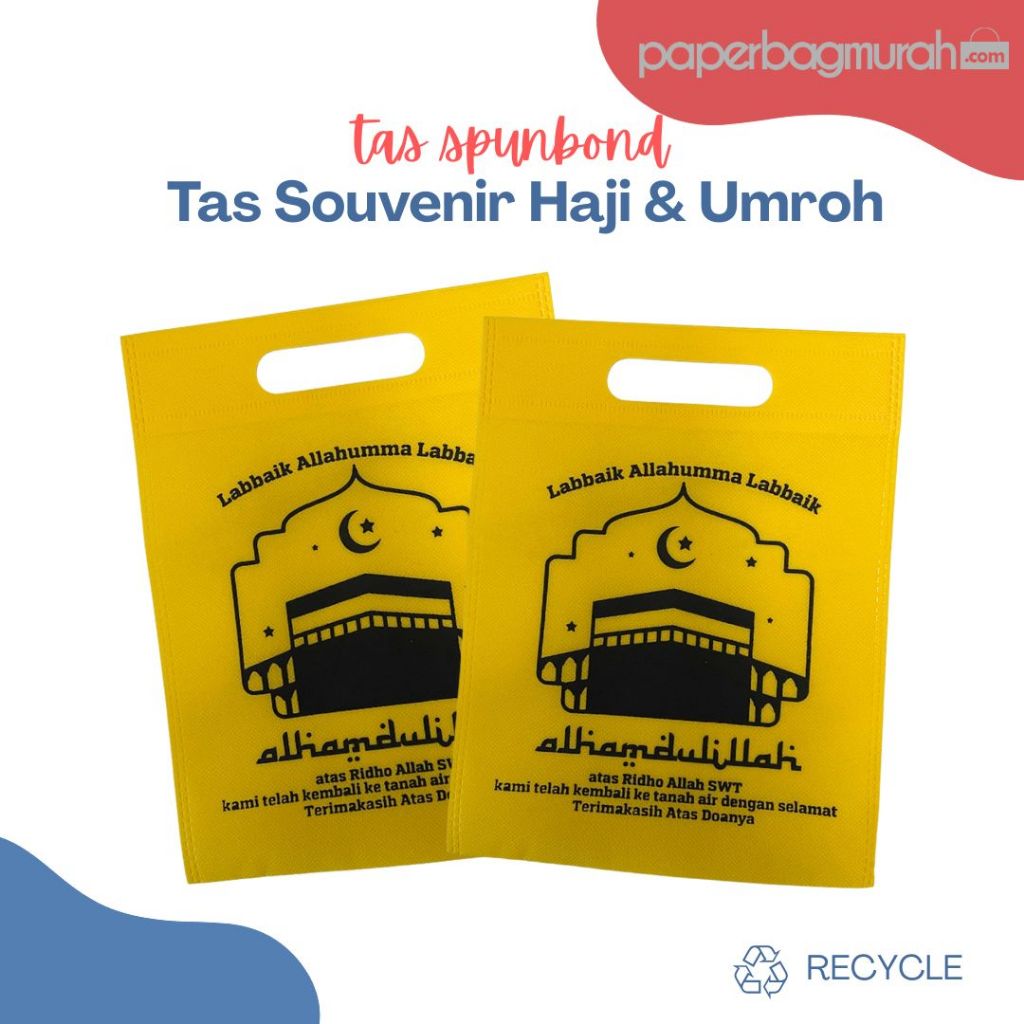 

Spunbond Handle Pond Sablon Ka'bah Oleh-oleh Haji Umroh 26x20