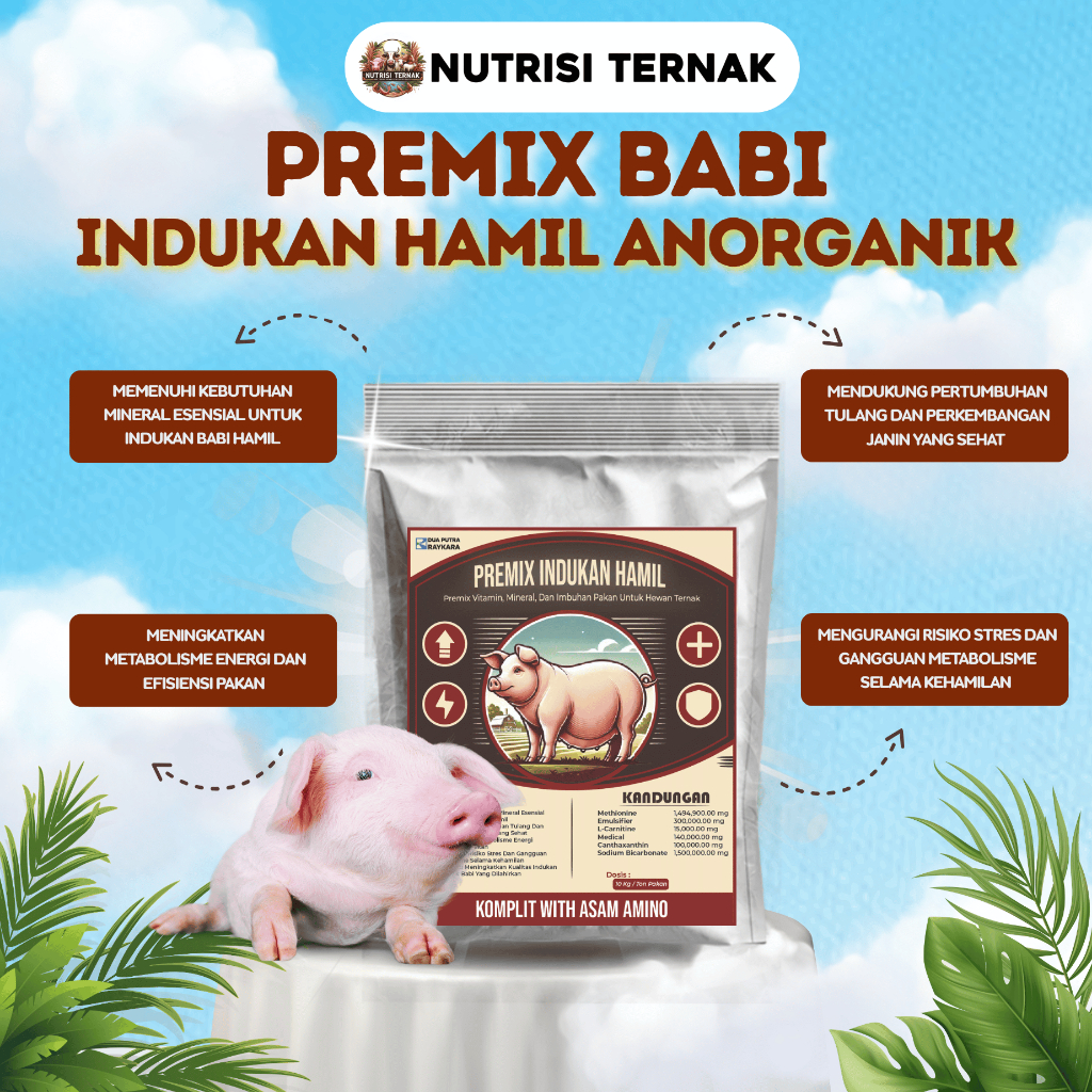 Premix Indukan Hamil Anorganik Komplit Asam Amino @1kg, Memenuhi Kebutuhan Mineral Esensial untuk In