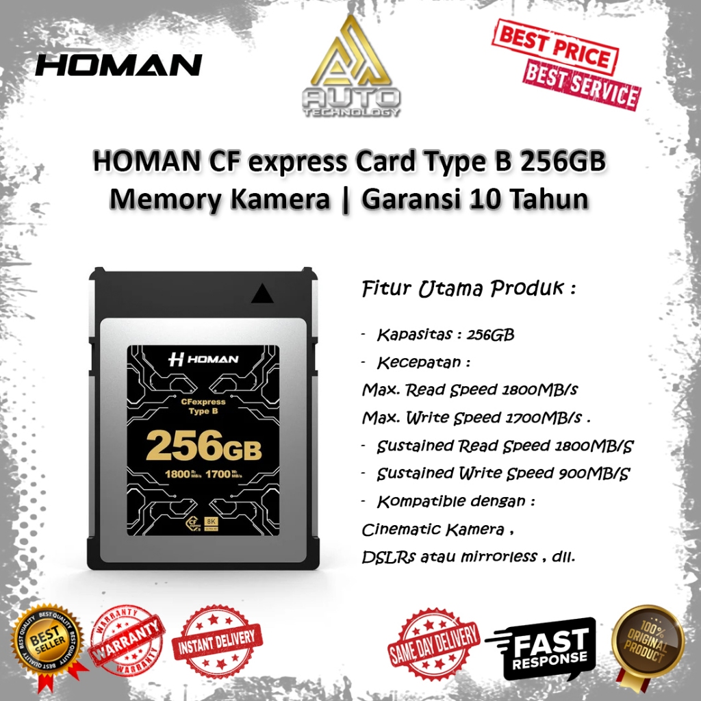 HOMAN CF express Card Type B 256GB | Memory Kamera | Garansi 10 Tahun