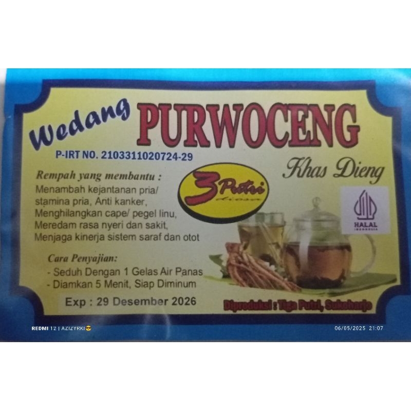 

wedang racik rempah purwoceng