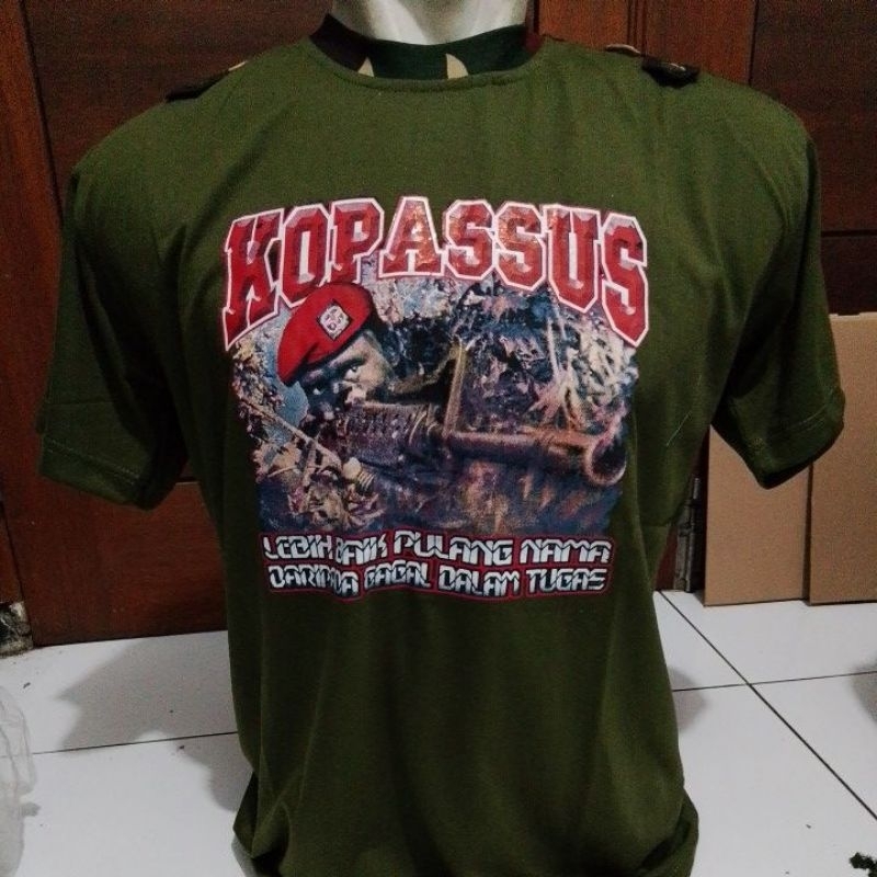 Kaos kopassus gambar variasi loreng hijau Lengan Pendek Gilbert Army Store
