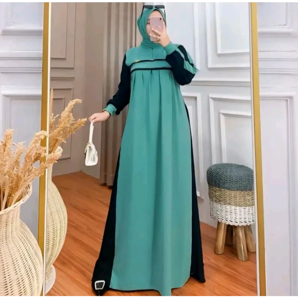 Gamis Ariana Zahra Gamis Wanita Muslim Syar'i Kombinasi Crinkle Airflow