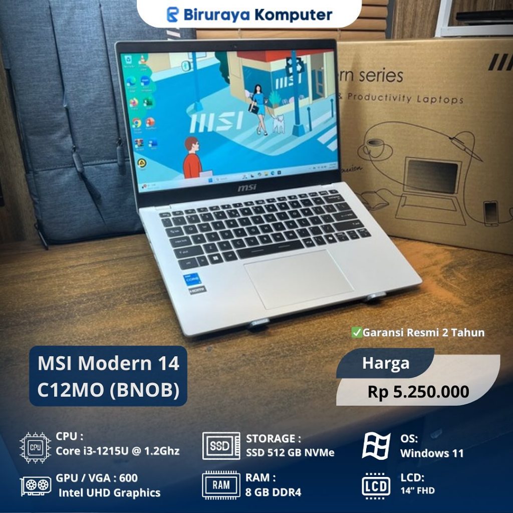 MSI Modern 14 C12MO RAM: 8 SSD: 512GB NVMe