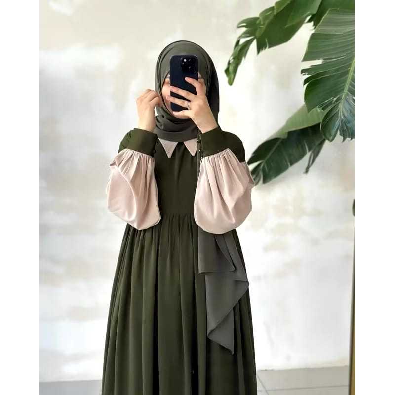 Grosir Gamis Fashion | Zahra  Dress Wanita Muslim Gamis Casual Polos Bahan rayon twill premium Size 