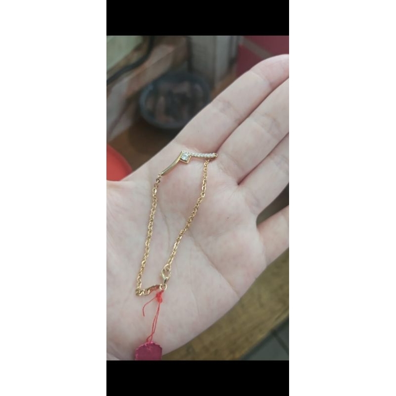 gelang rantai serut listring permata putih emas asli 375 8k jumbo besar kecil murah
