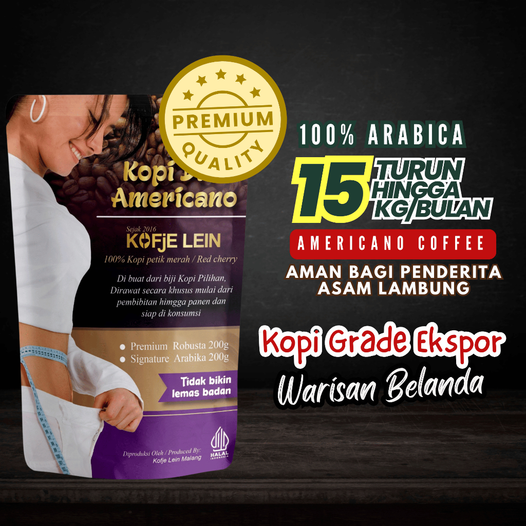 

Kofje Lein Kopi Americano Original Arabica Coffee Pembakar Lemak Perut