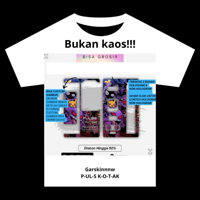 

Bukan Kaos Tapi Stiker Pelindung Antigores Pulsa All In One Motif Bisa Custom