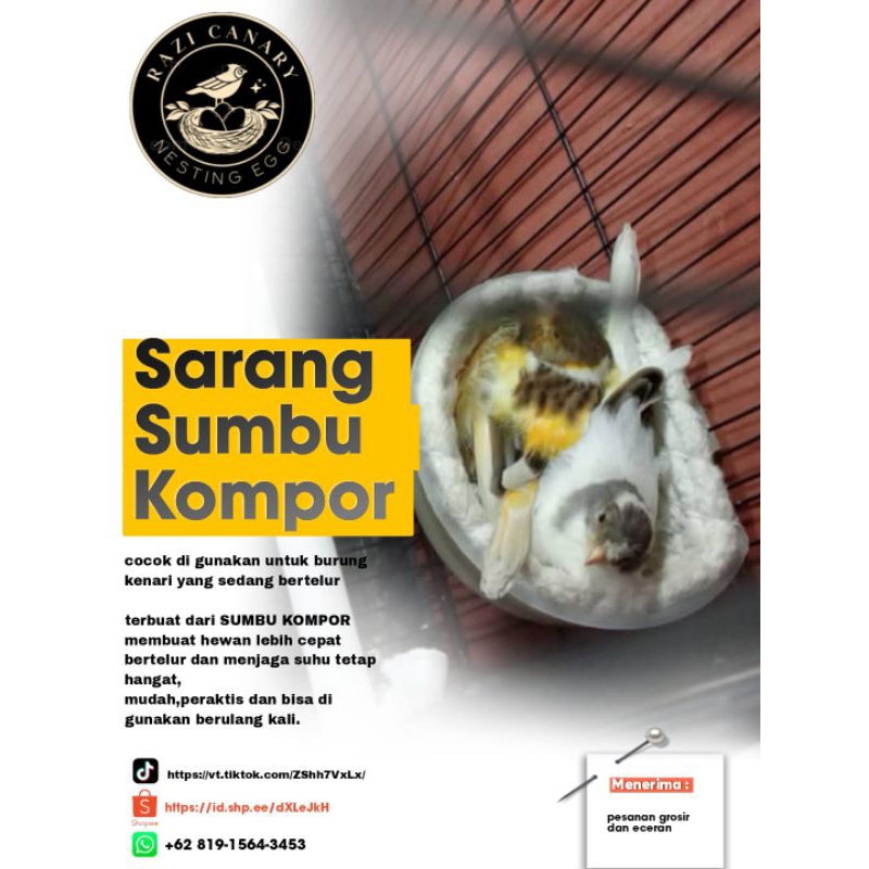 sarang sumbu / sarang burung kenari / burung kenari / sarang sumbu kompor