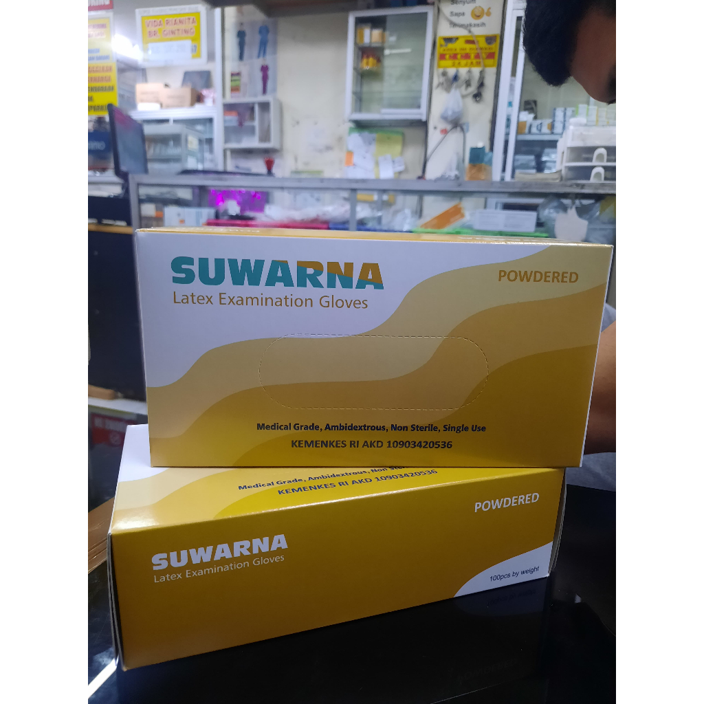 SARUNG TANGAN LATEX KARET SUWARNA POWDERED