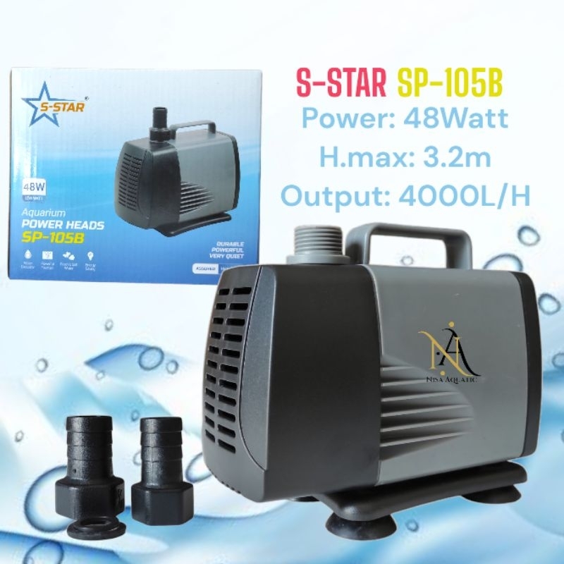 Mesin Pompa Celup Aquarium Filter Air 105 SP-105B 48Watt,3.2M,4000L/H Mesin Pompa air Celup Filter A