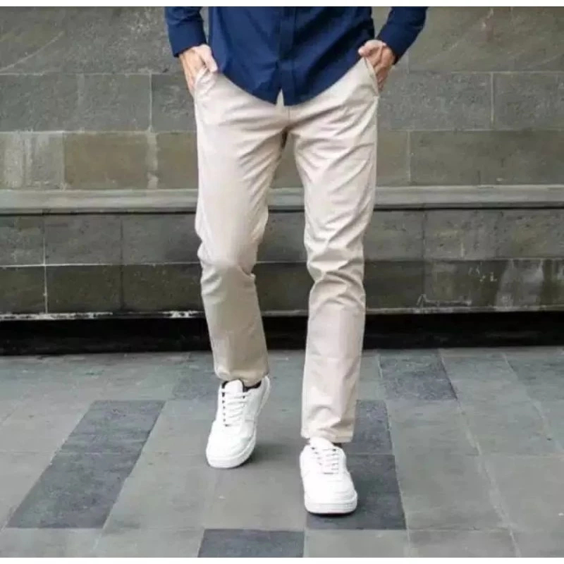 NEVADA/ CHINOS Panjang pria Slimfit KERJAHARIAN Santai Casual Formal Hitam Abu Cream Mocca Size 27-3