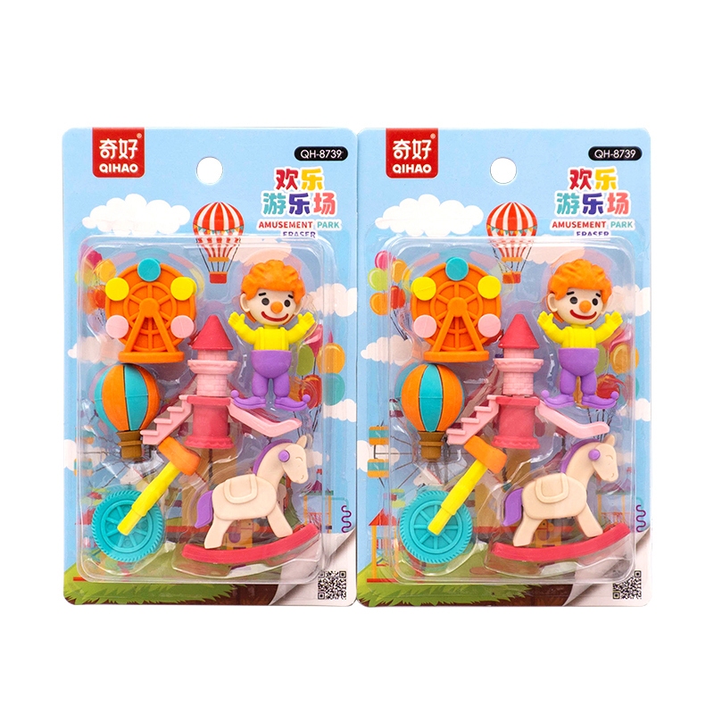 

8739 Set penghapus karakter sirkus badut lucu sensory play bongkar pasang stationery