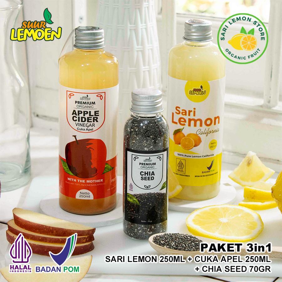 

Paket 3in1Cuka Apel 250ml Sari Lemon 250ml Chia Seeds 70gr
