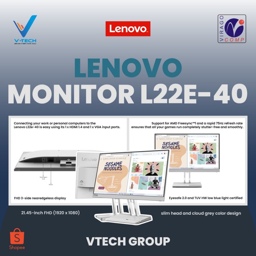 LENOVO MONITOR L22E-40 75Hz