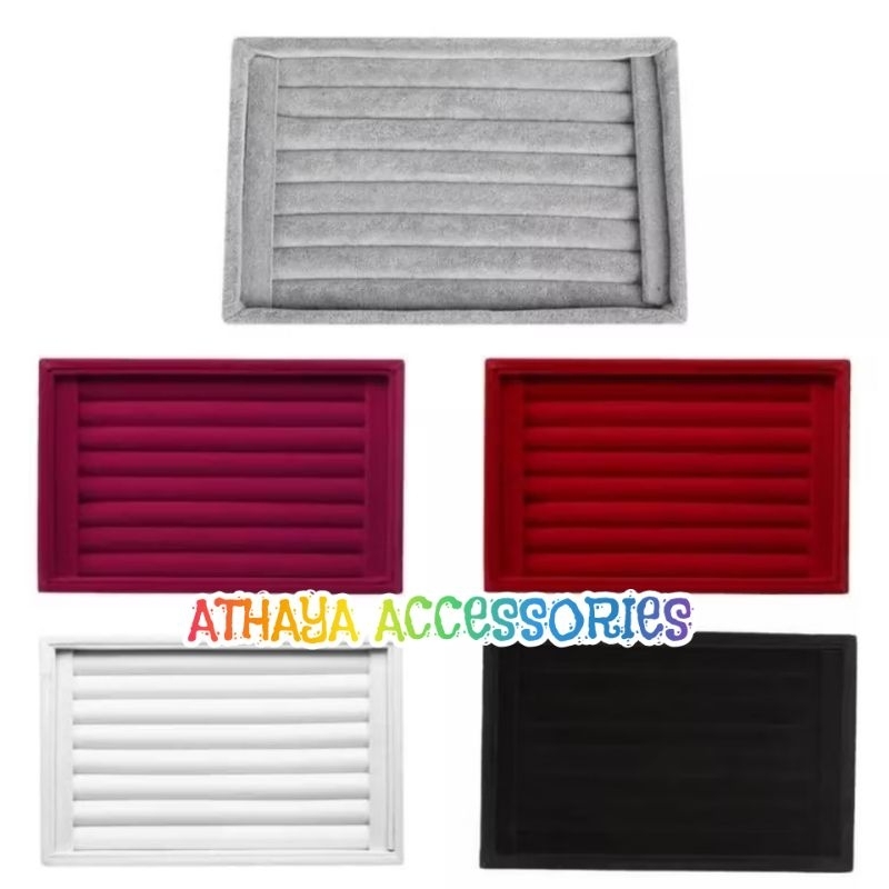 Display Nampan Perhiasan Tatakan Cincin Emas Sedang Warna Abu