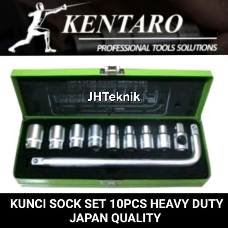 JHTeknik KUNCI SHOCK SOCK SET 10 PCS SOCKET BOX KENTARO/10 Pcs KUNCI SOCKET WRENCH SET 1/2" Kentaro 