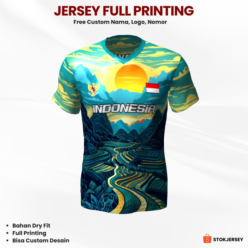 Kaos Jersey Futsal Hijau Kuning Motif Pemandangan Alam 392 - Jersey Olahraga Custom