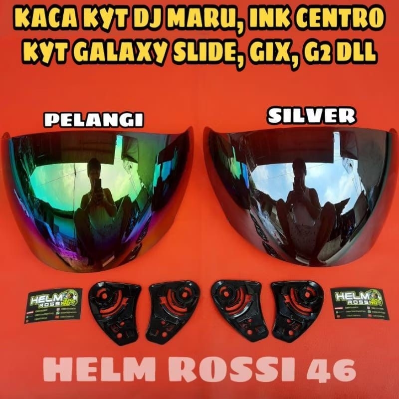KACA VISOR HELM INK CENTRO DJ MARU GALAXY IRIDIUM SILVER RAINBOW Pelangi GRATIS DUDUKAN RACHET