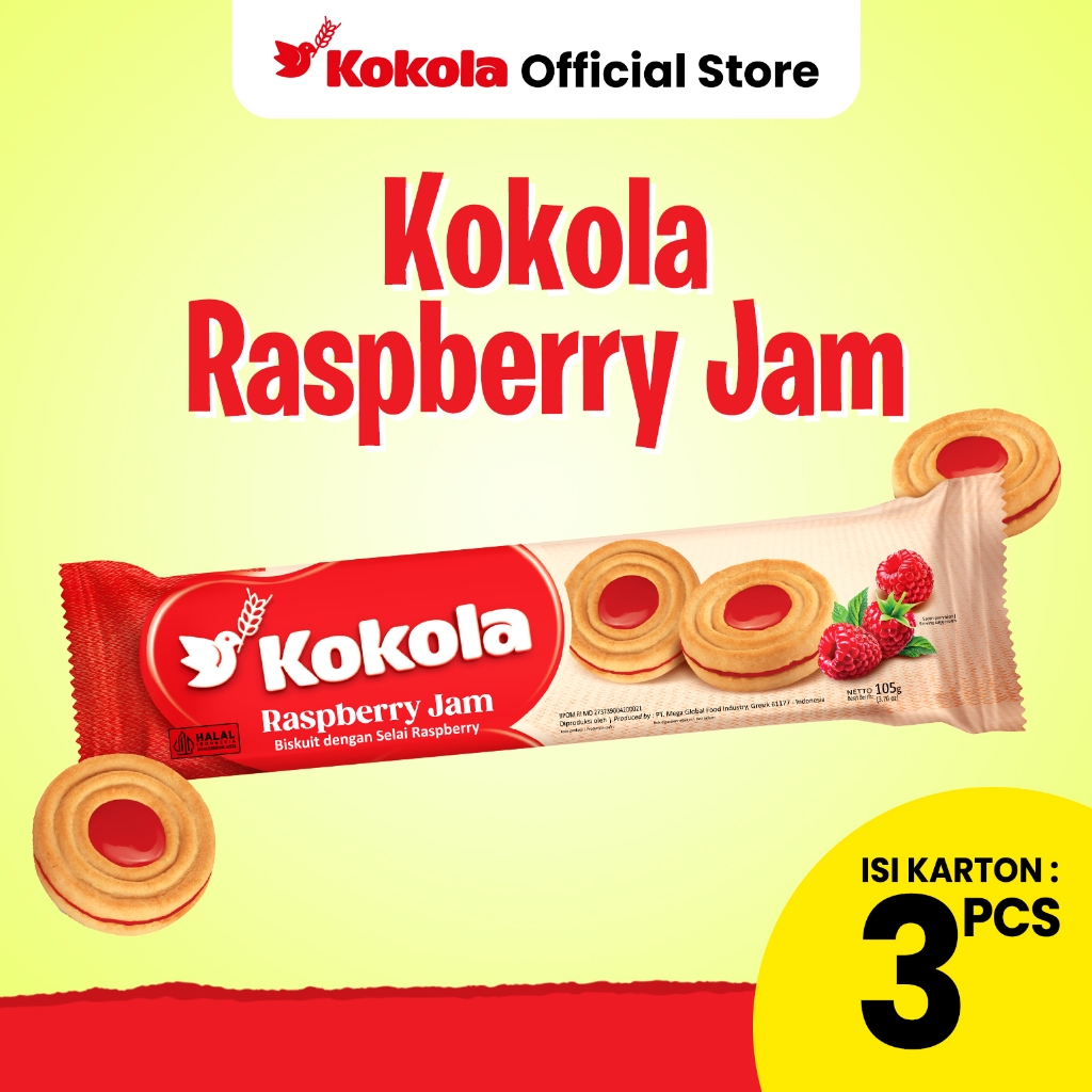 

Biskuit Kokola Raspberry Jam (Isi 3pcs) Cookies Snack Cemilan Raspberry