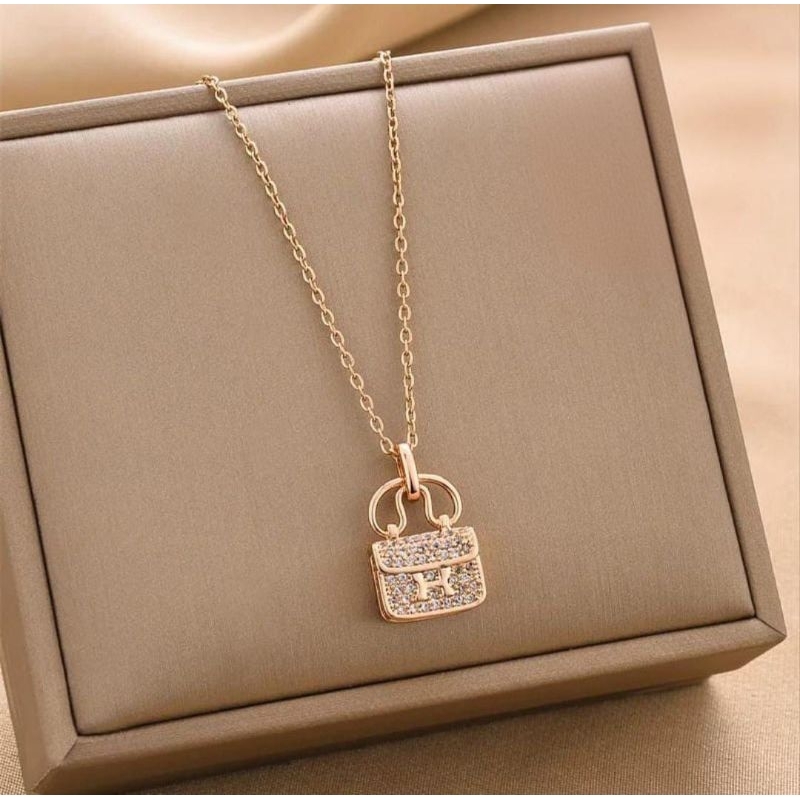 Kalung titanium anti karat Liontin tas