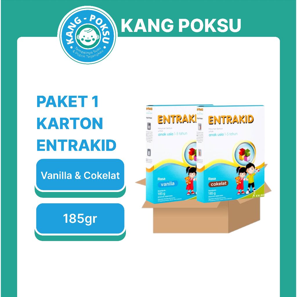 

PAKET 1 KARTON / 24 PCS ENTRAKID VANILA COKLAT 185GR SUSU PENAMBAH GIZI ANAK TINGGI KALORI KPS SSKD