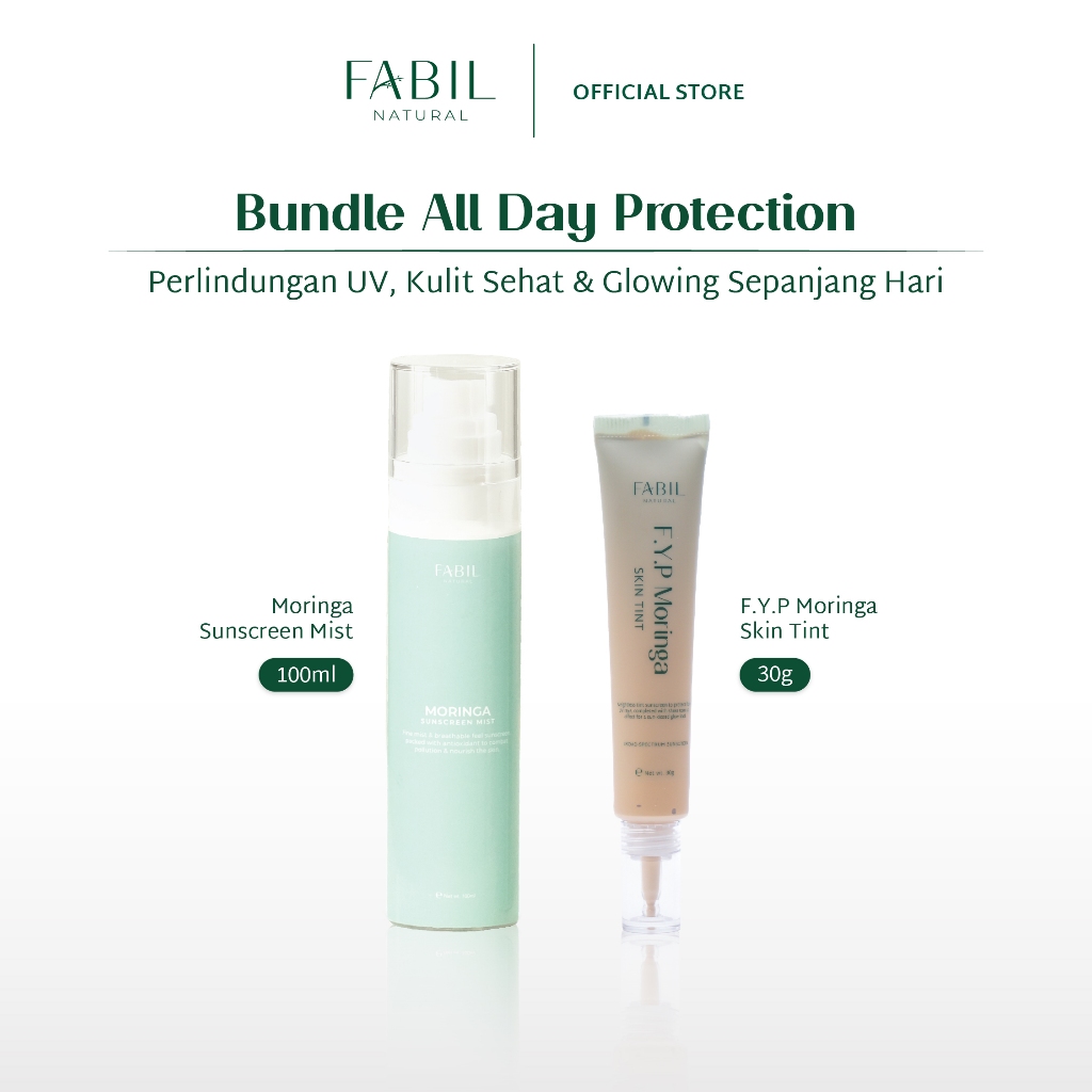 [2 pcs] Fabil Bundle FYP Skin Tint 30gr Daycream CC Cream BB Cream + Moringa Sunscreen Mist - Paket 