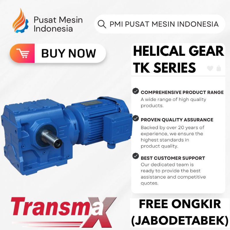 GEAR TRANSMAX HELICAL TK 97 YDA112M4 4KW / 5.5HP GEAR BOX TRANSMAX/ GEARBOX DINAMO/ GEAR BOX DINAMO/