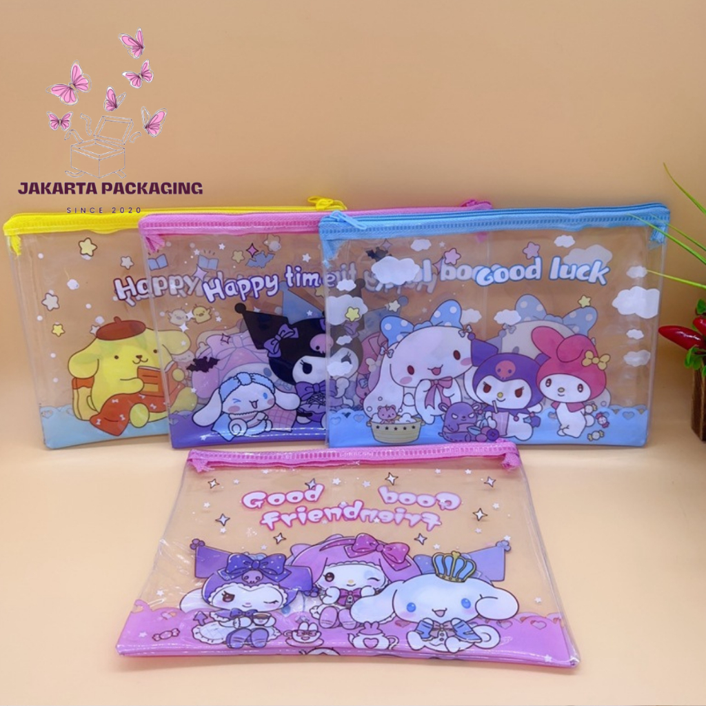 

Tempat Pensil Zipper Karakter Sanrio Lucu / Tempat Makeup Transparan UK ± 23 x 17cm -Jakartapackaging