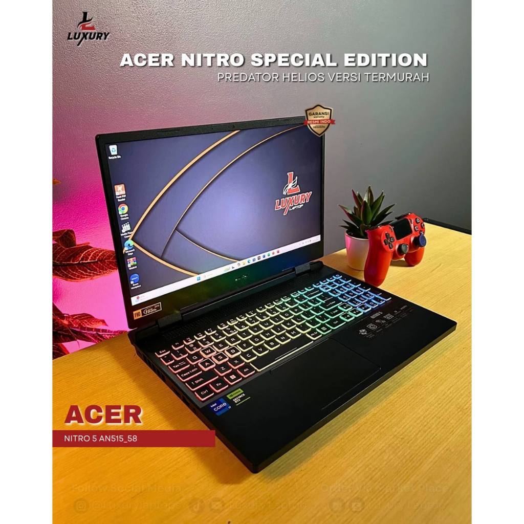 LAPTOP ACER NITRO 5 AN515-58 CORE I7 GEN 12 NVIDIA RTX 4060 8GB SSD RAM DDR5 4800MHZ LAYAR 165HZ BAC