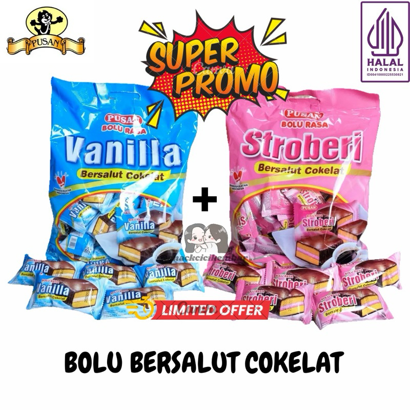 

[PAKET KEMBAR] BOLU BERSALUT COKELAT RASA VANILLA & STROBERI 640gr