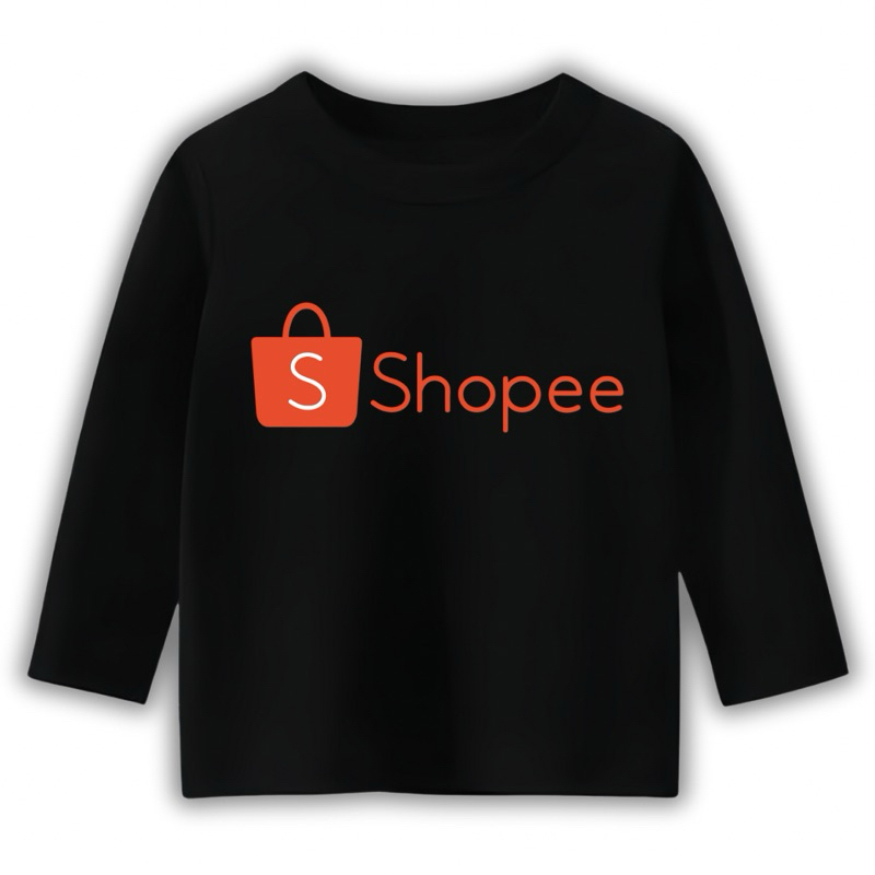 kaos anak lengan panjang unisex motif shopee logo