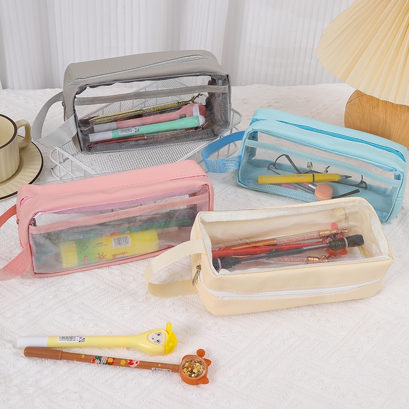 

Kotak Pensil Transparan/ Tas Penyimpanan Tangan Tahan Air Berkapasitas Besar/ Tempat Alat Tulis