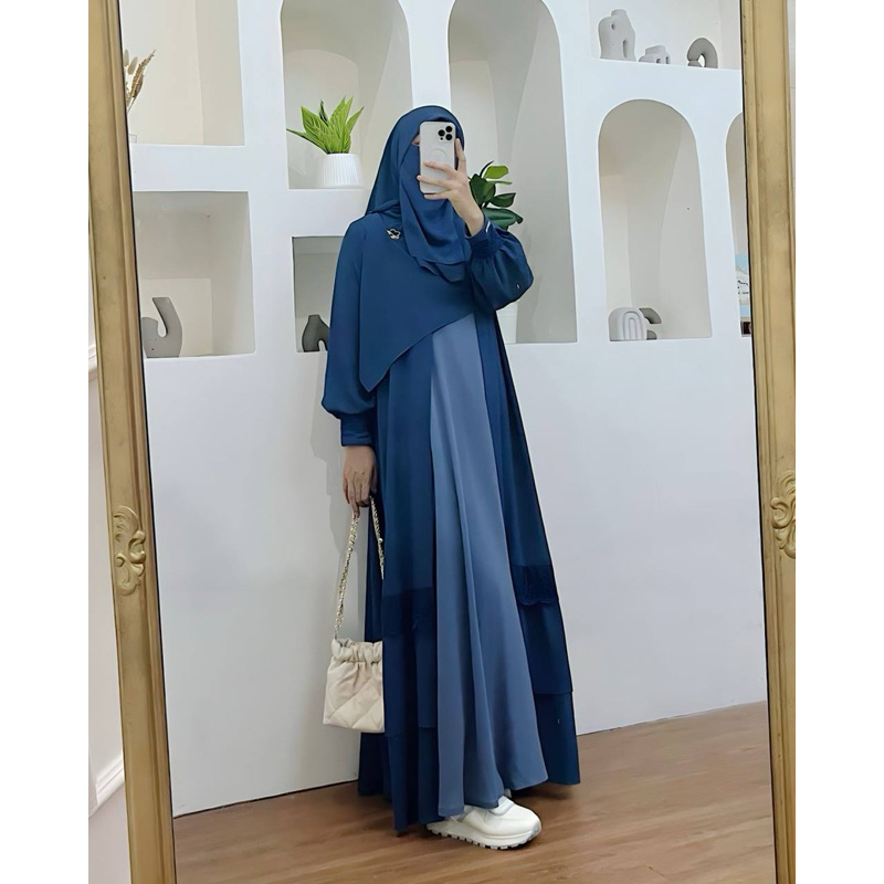 Sarah Gamis Simple Wanita Outfit Kajian Kondangan Hangout by Larose Moslem