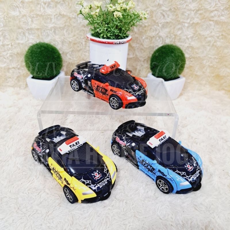 Mobil Taxi Deformation Spor Car Mobil Taxi Mainan Anak Mobil Taxi Transformer