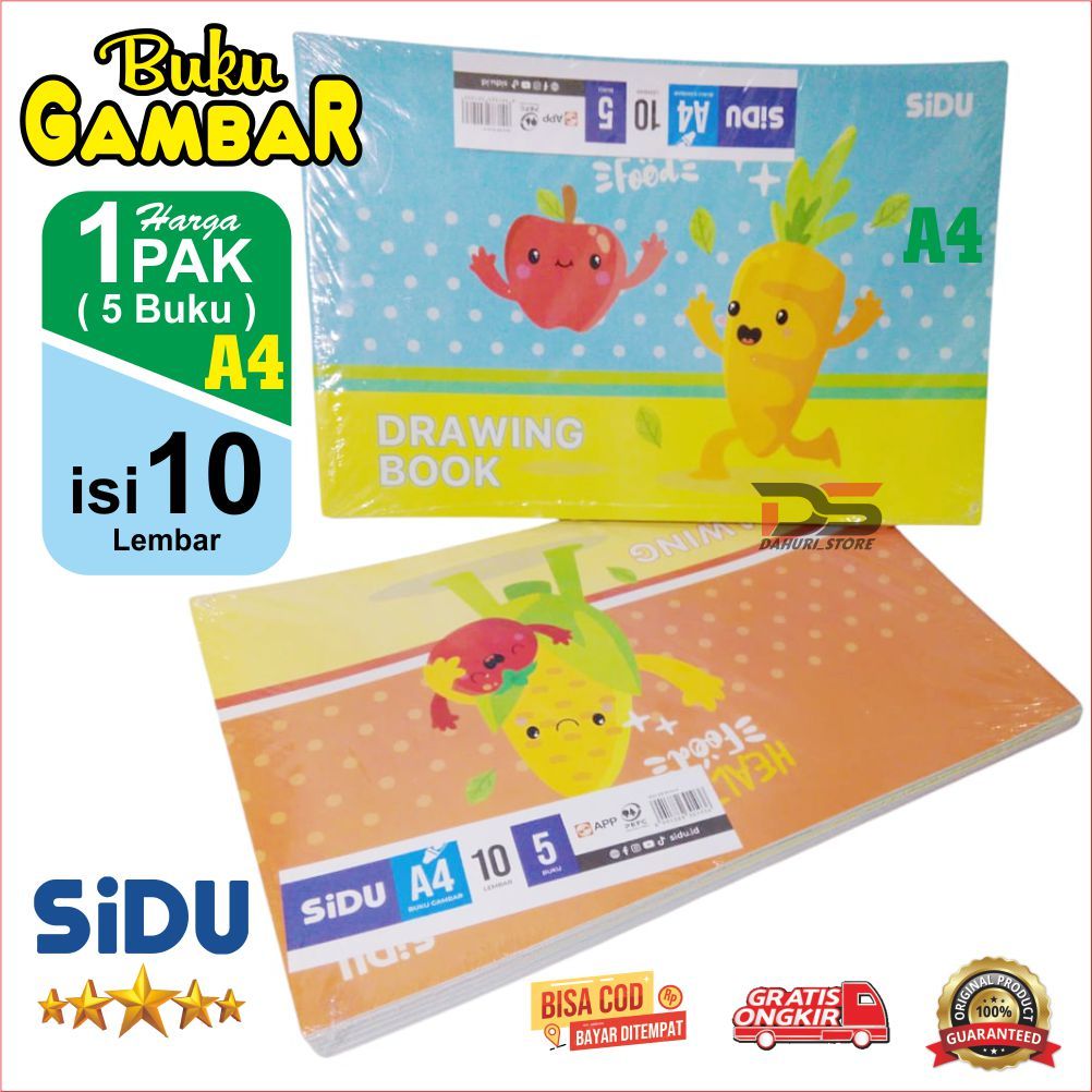 

BUKU GAMBAR SIDU A4 ISI 10 LEMBAR / BUKU HARGA UNTUK 1 PAK ( 5 BUKU ) DRAWING BOOK