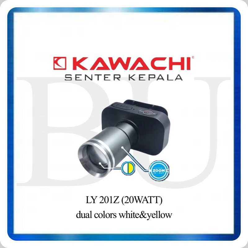 Senter Kepala Kawachi 20WATT LY-201Z Zoom 2 Cahaya (putih & kuning)