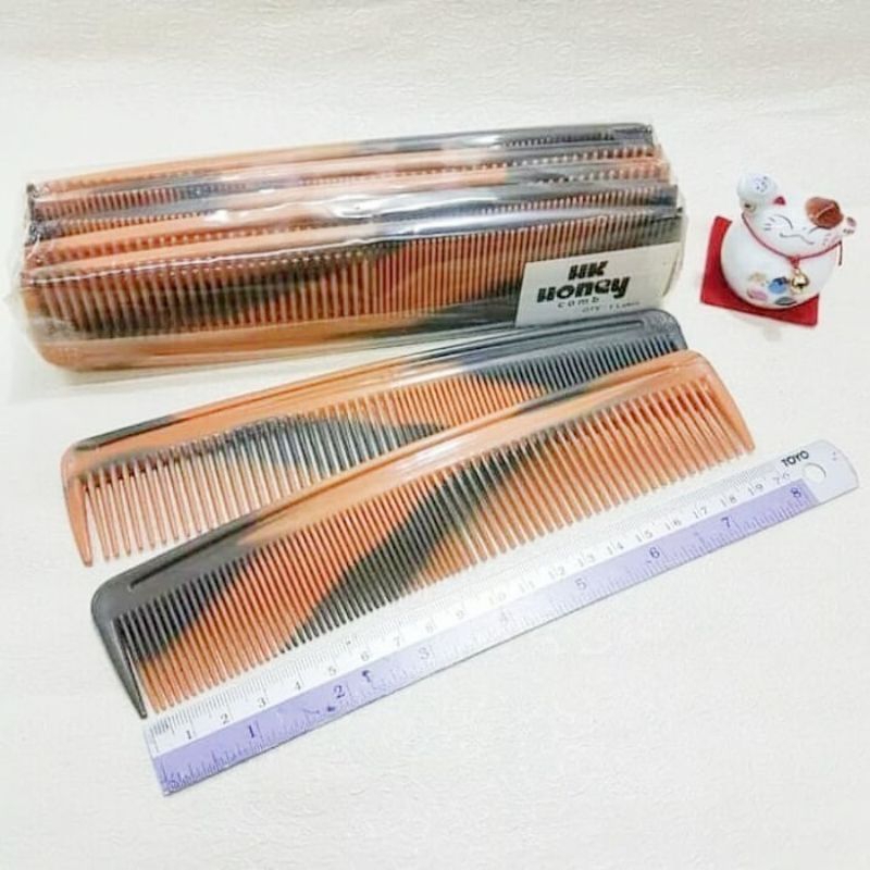 1lusin isi 12pcs}Sisir Lurus motif Coklat|sisir rambut motif coklat