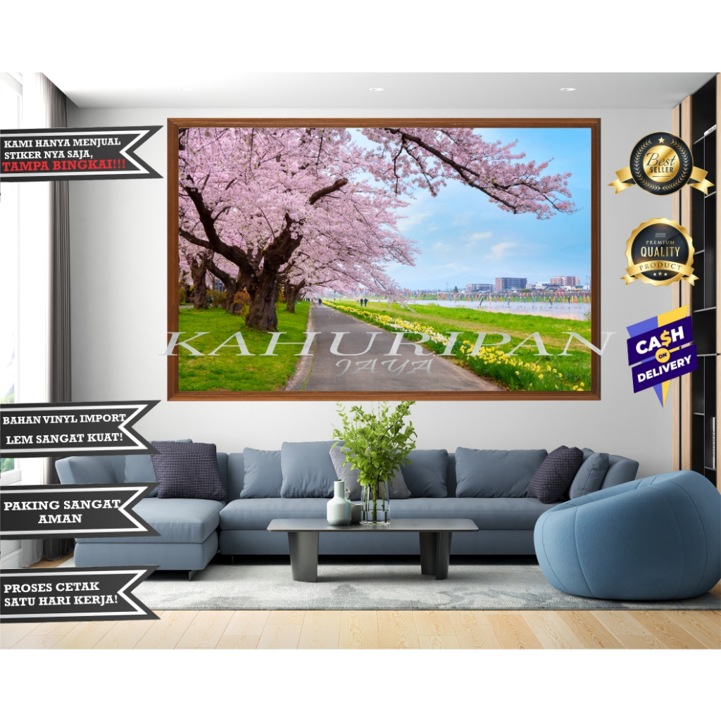 wallpaper dinding 3d, stiker pemandangan , stiker pemandangan alam 3d.