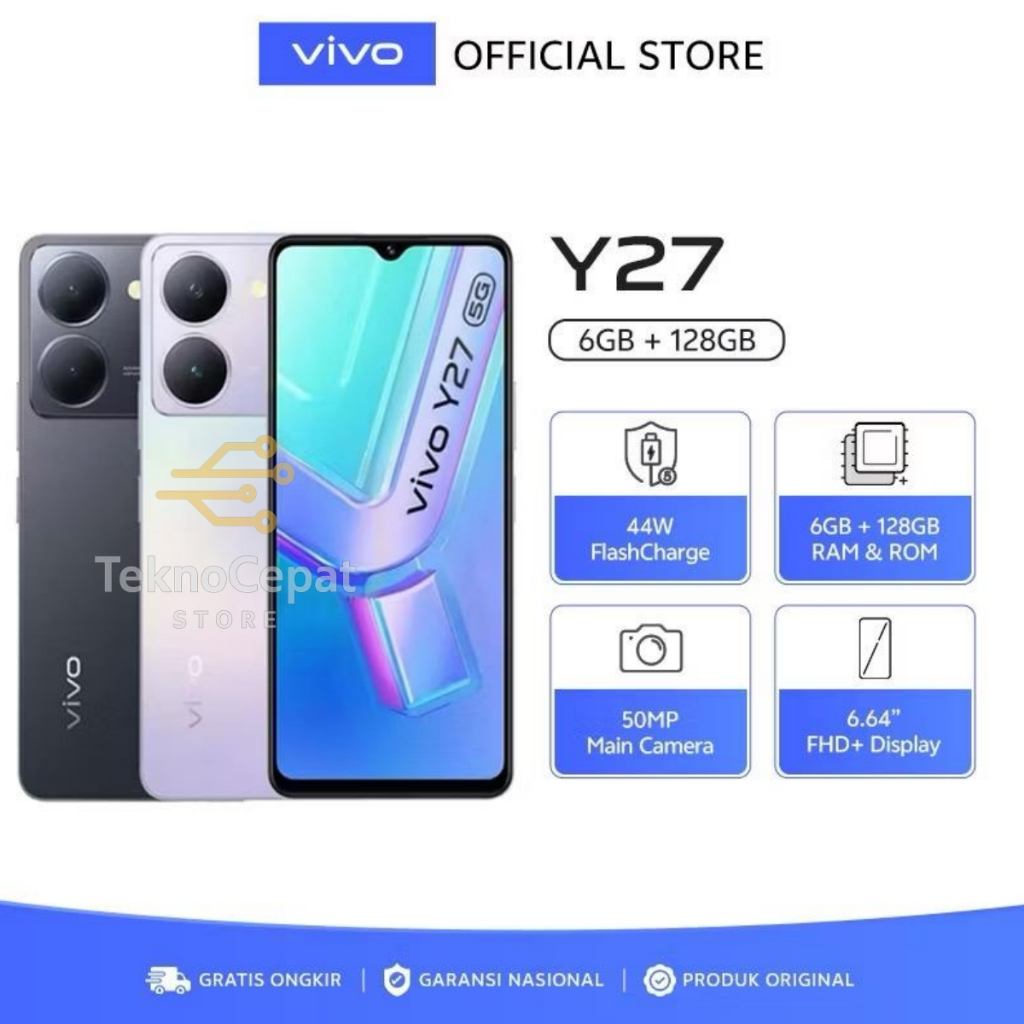 [BARU] Vivo Y27 RAM 8/256GB | Layar 6.64” FHD+ | Fast Charging 44W | Kamera 50MP | Bonus Softcase