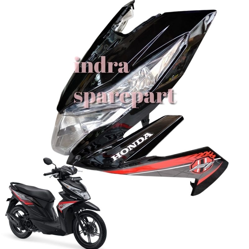 Panel Body Depan Full Set Honda Beat Fi Esp Eco Beat Digital 2016 2017 2018 Hitam