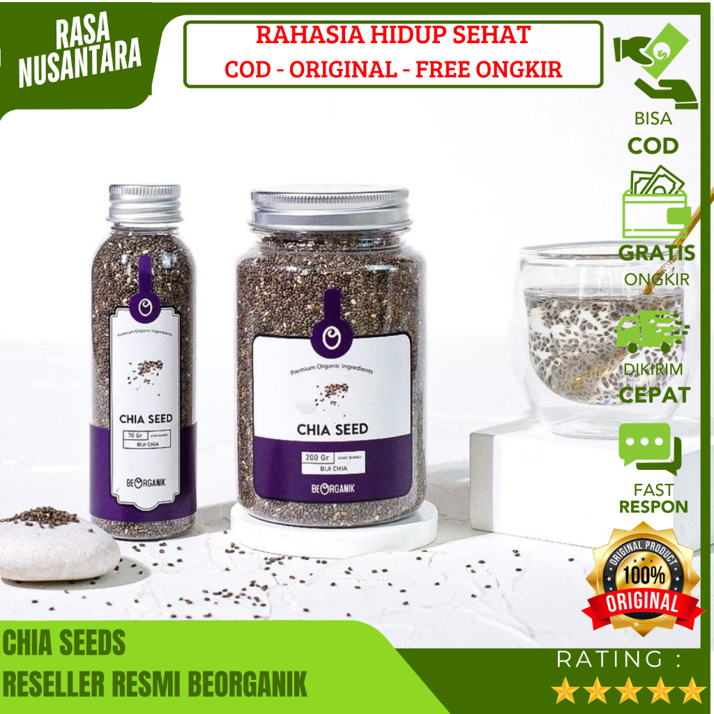 

CHIA SEED ORGANIC BEORGANIK (GRATIS ONGKIR) Biji Selasih Bagus Untuk Diet 70gr,150gr,300gr / Black Chia Seed Premium Antioksidan Dari Mexico / Chia Seed Organic Asli Tanpa Campuran / Chia Seed Kualitas Terbaik Untuk Diet Keto Kaya Serat Pengganti Nasi