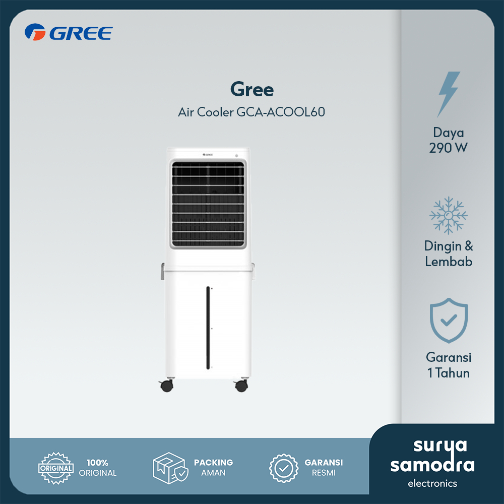 GREE Air Cooler Kapasitas 60 Liter - with Honeycomb + pra-filter - penyejuk & Humidifier - Model GCA