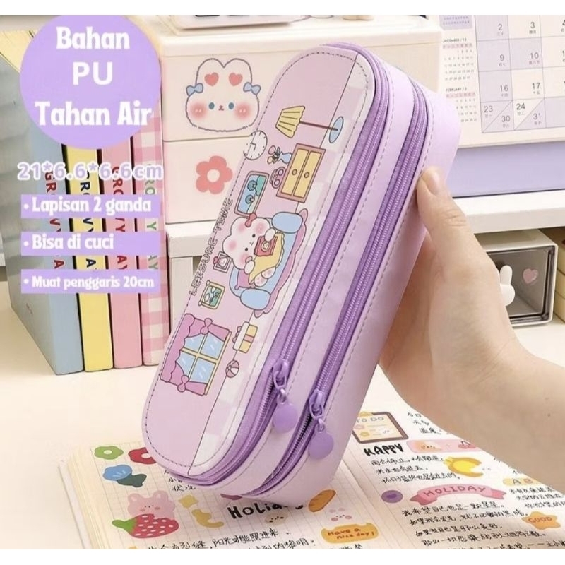 

Tempat Pensil 2 Layer /Kotak Pensil Alat Tulis Style Korea / Pouch Pancil case waterproof -KP020