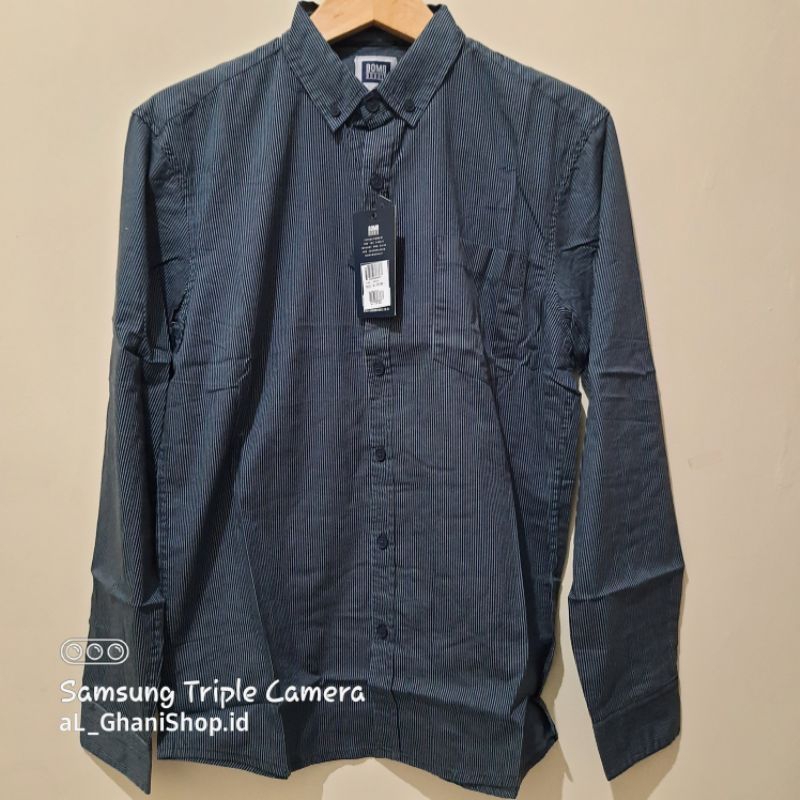 Promo Kemeja Pria Bomboogie Motif Garis Salur Slim Fit Men Original Store