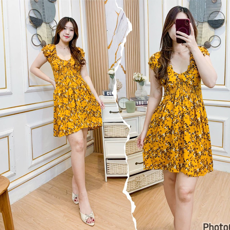 LINDY DASTER BALI YUKENSI - Daster Putri Bali Pendek / Daster Rayon Motif Dress Sexy Viral Kekinian