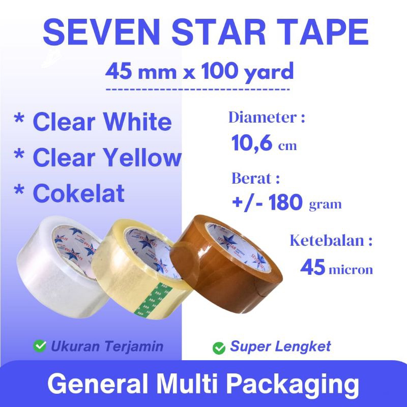 

Lakban 45 mm x 100 Yard Bening Cokelat Super Lengket