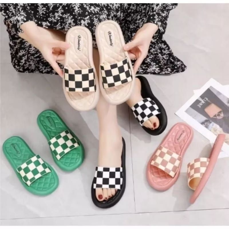 sandal slop motip pres sablon catur