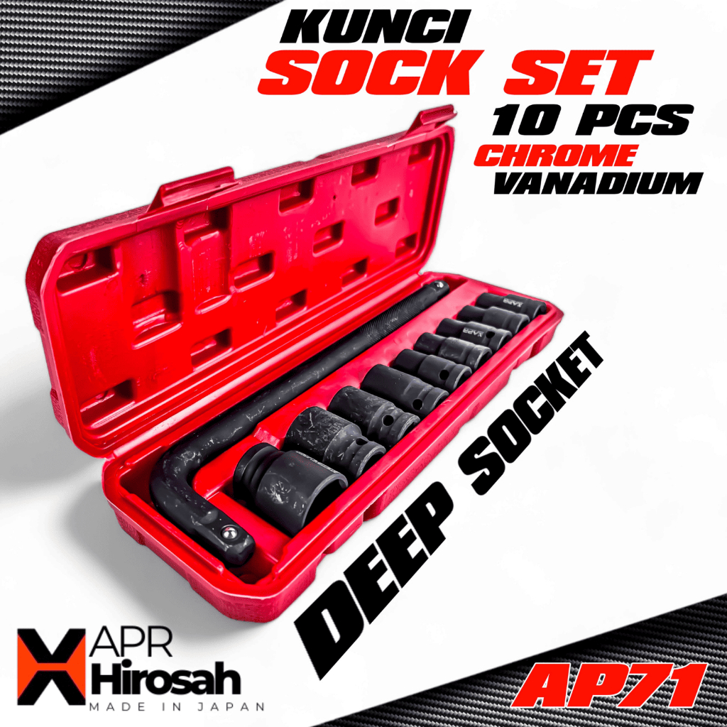 kunci Sock AP71 APR JAPAN promo kunci sock 1/2inch mata sok 8mm - 24mm CRMO 9Pcs