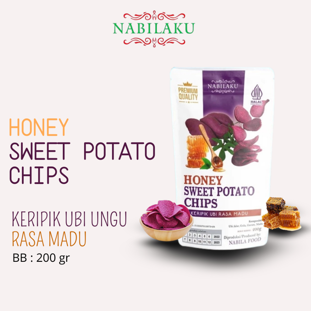 

NABILAKU Snack SPESIAL Keripik Kripik Ubi Rasa Madu Honey Sweet Potatoes Chips PREMIUM 200g