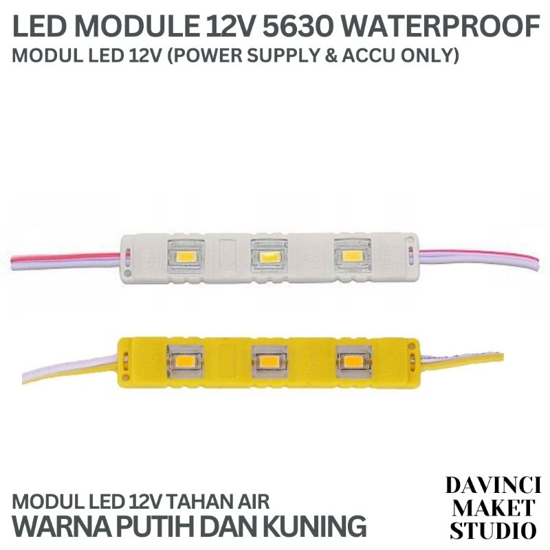 (12v) Rangkaian Modul Lampu LED Putih Kuning 5630 5730 3 Mata 12v untuk maket diorama 80mm x 15mm